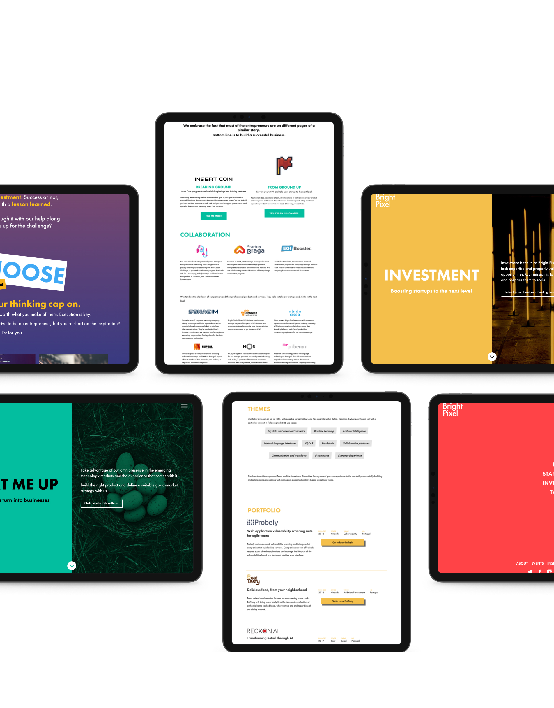 3 tablets views of the website